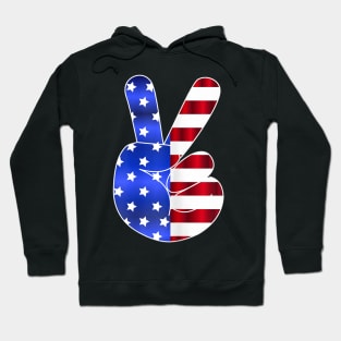 American Flag Peace Sign Hand-4th Of July-USA Funny Gifts Hoodie